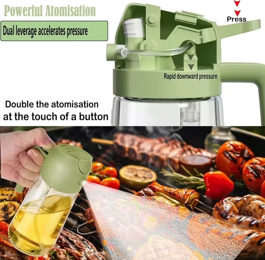 2-in-1 Glass Oil Spray Bottle & Dispenser (200ml)
