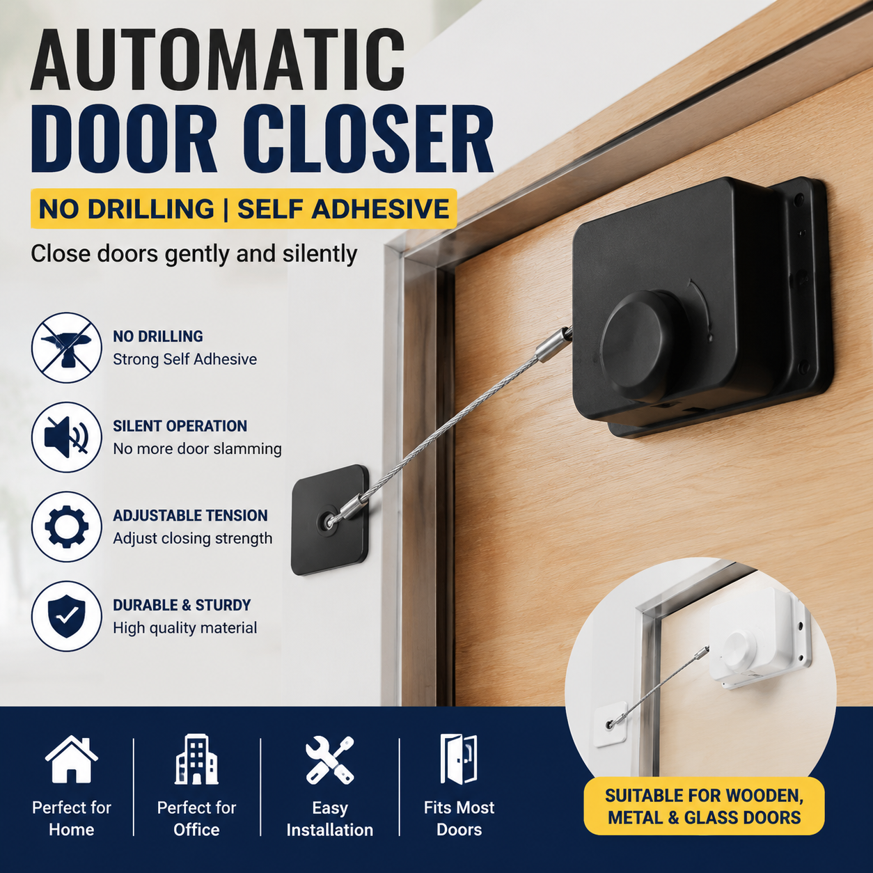 Self Adhesive Automatic Door Closer for Home & Office
