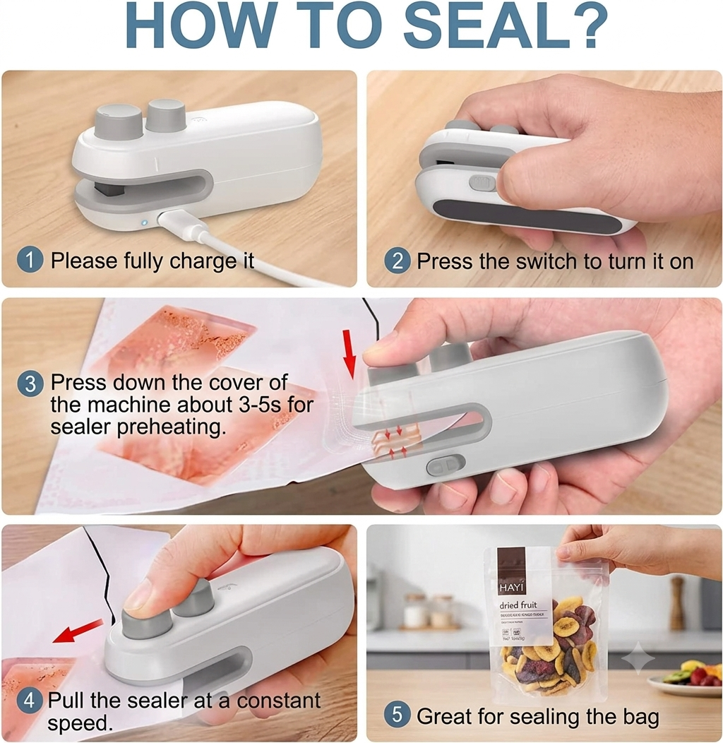 2-in-1 Mini Bag Heat Sealer & Cutter