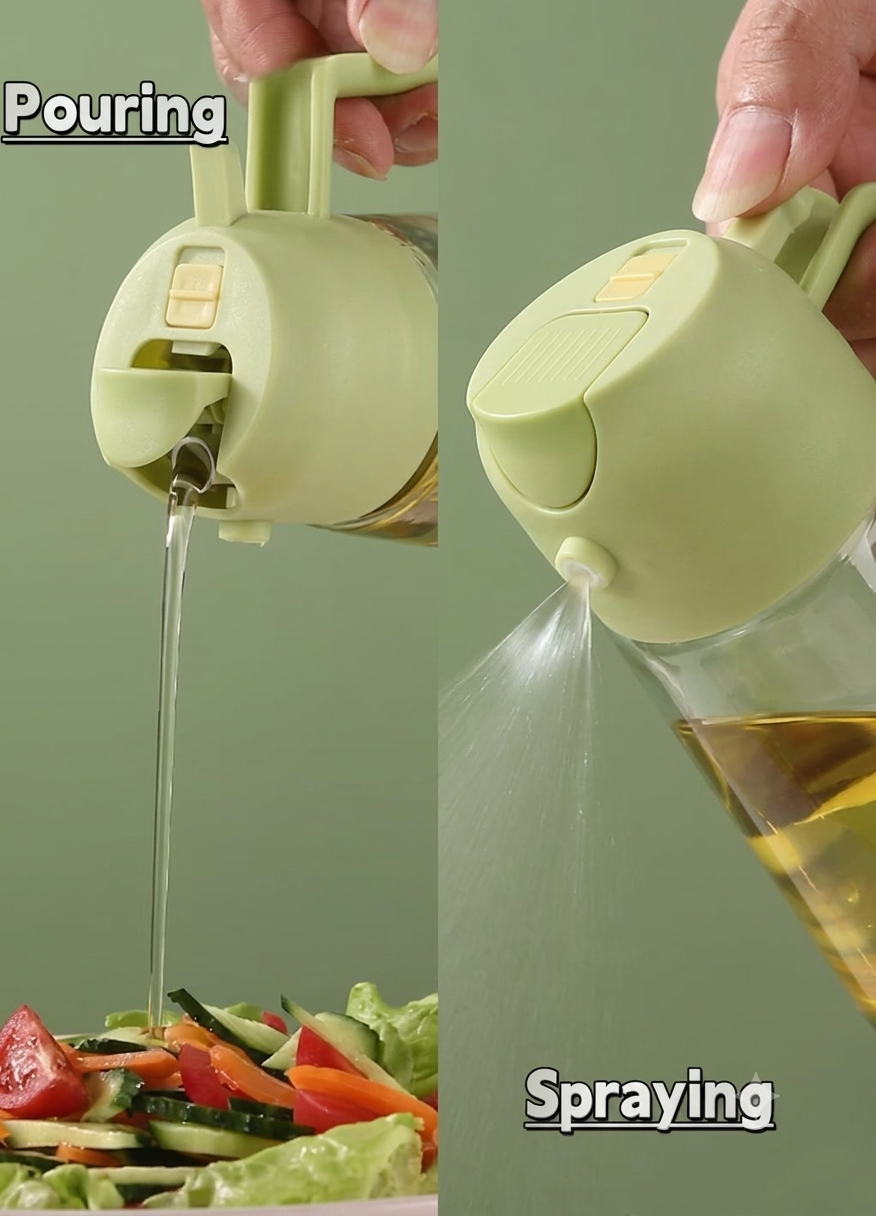 2-in-1 Glass Oil Spray Bottle & Dispenser (200ml)